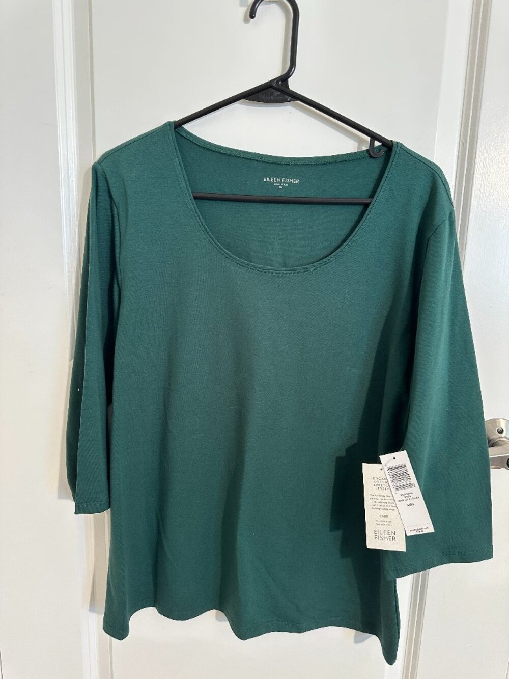 Eileen Fisher - Evergreen Cotton Stretch Jersey Top, 3/4 Sleeve